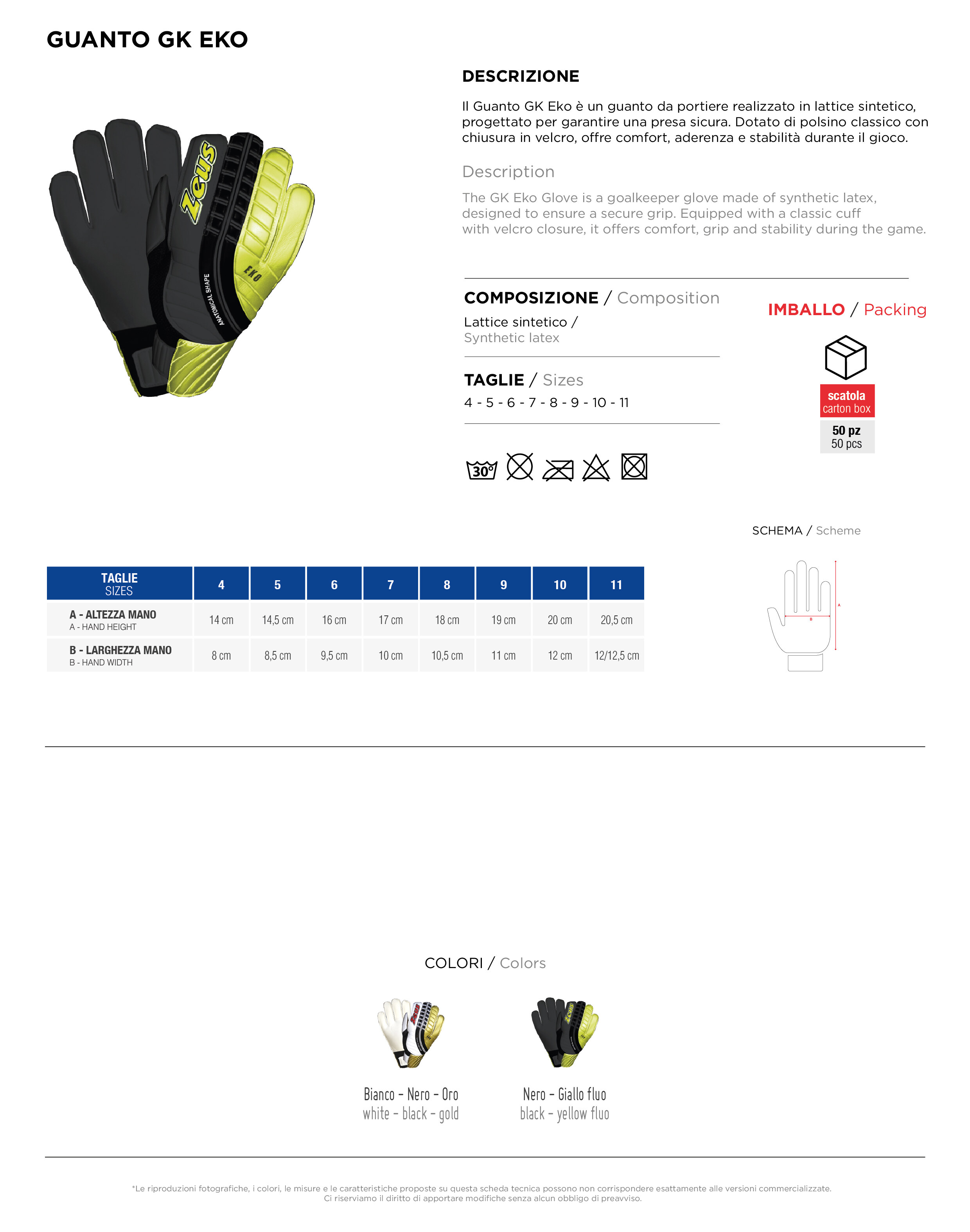 Scheda tecnica – GUANTO EKO