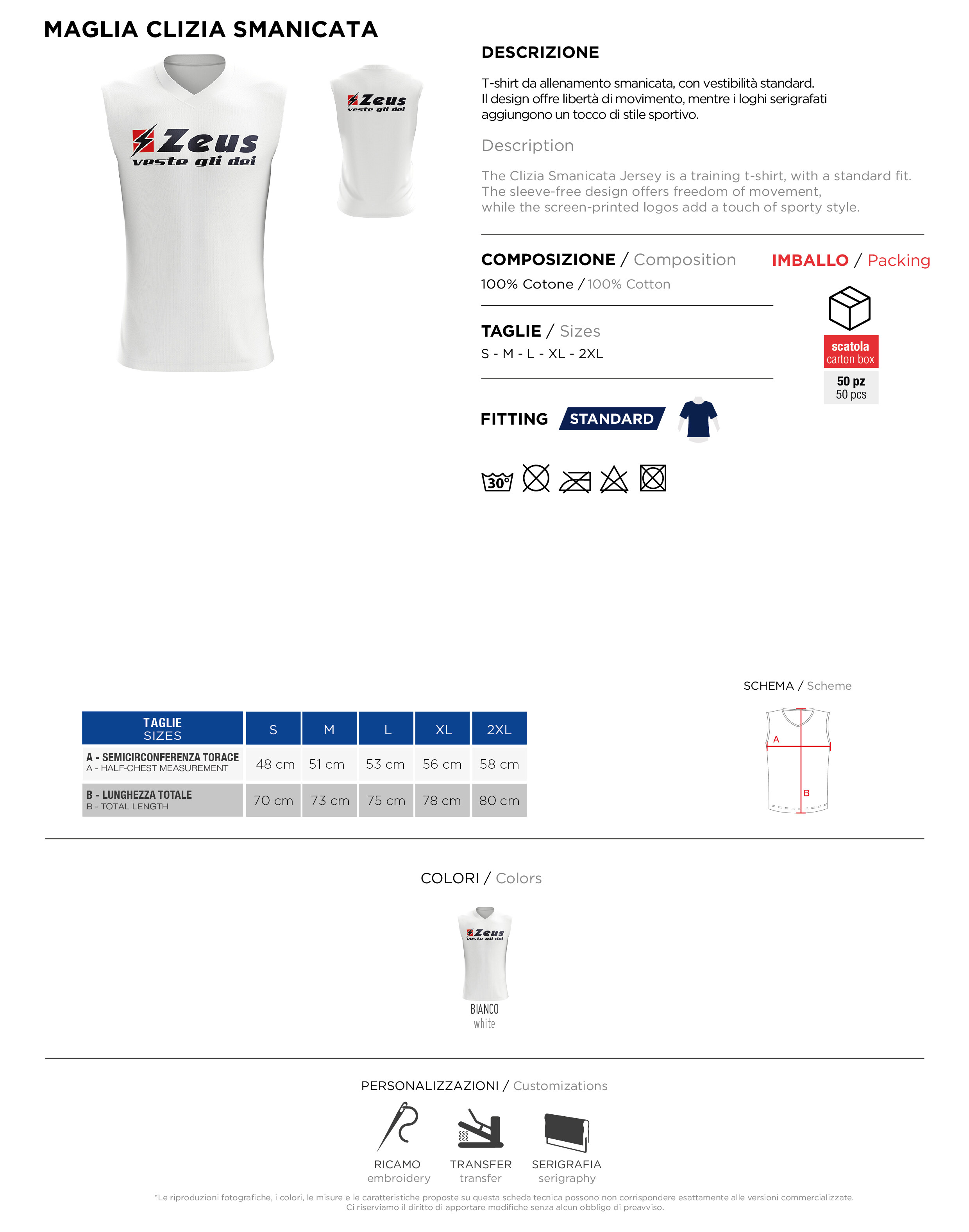 Scheda tecnica – Maglia Clizia Smanicata