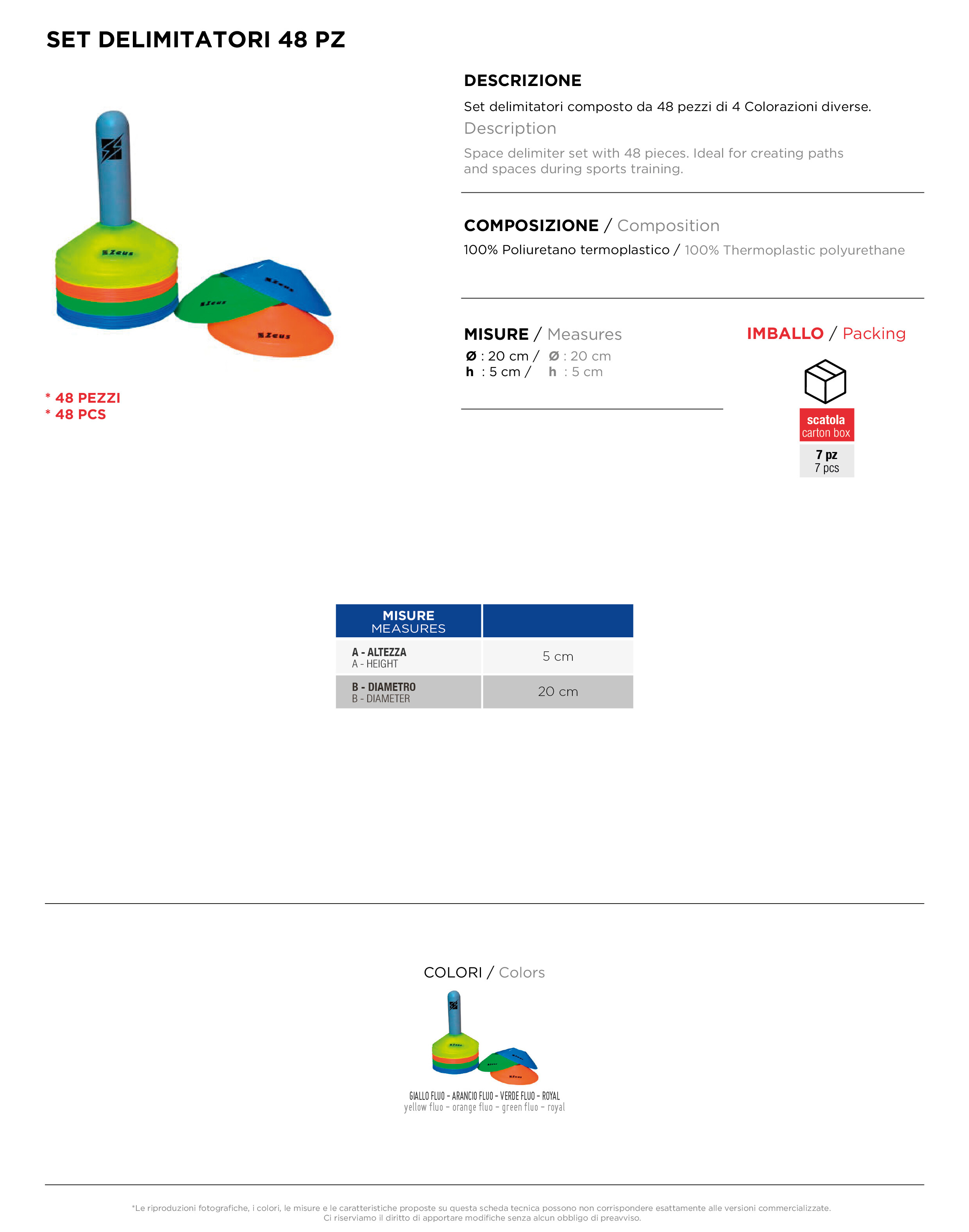 Scheda tecnica – SET DELIMITATORE 48 PZ.