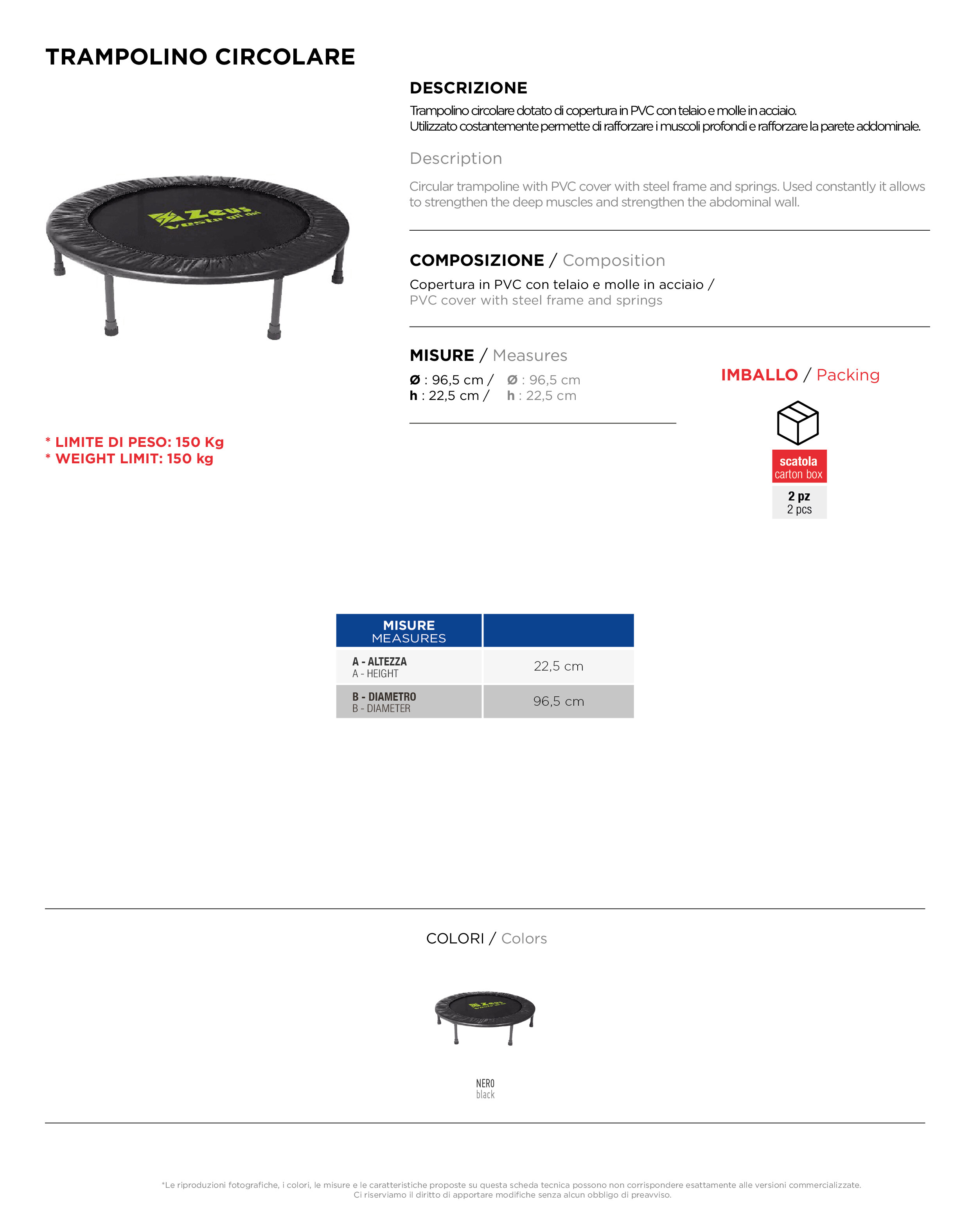 Scheda tecnica – TRAMPOLINO CIRCOLARE