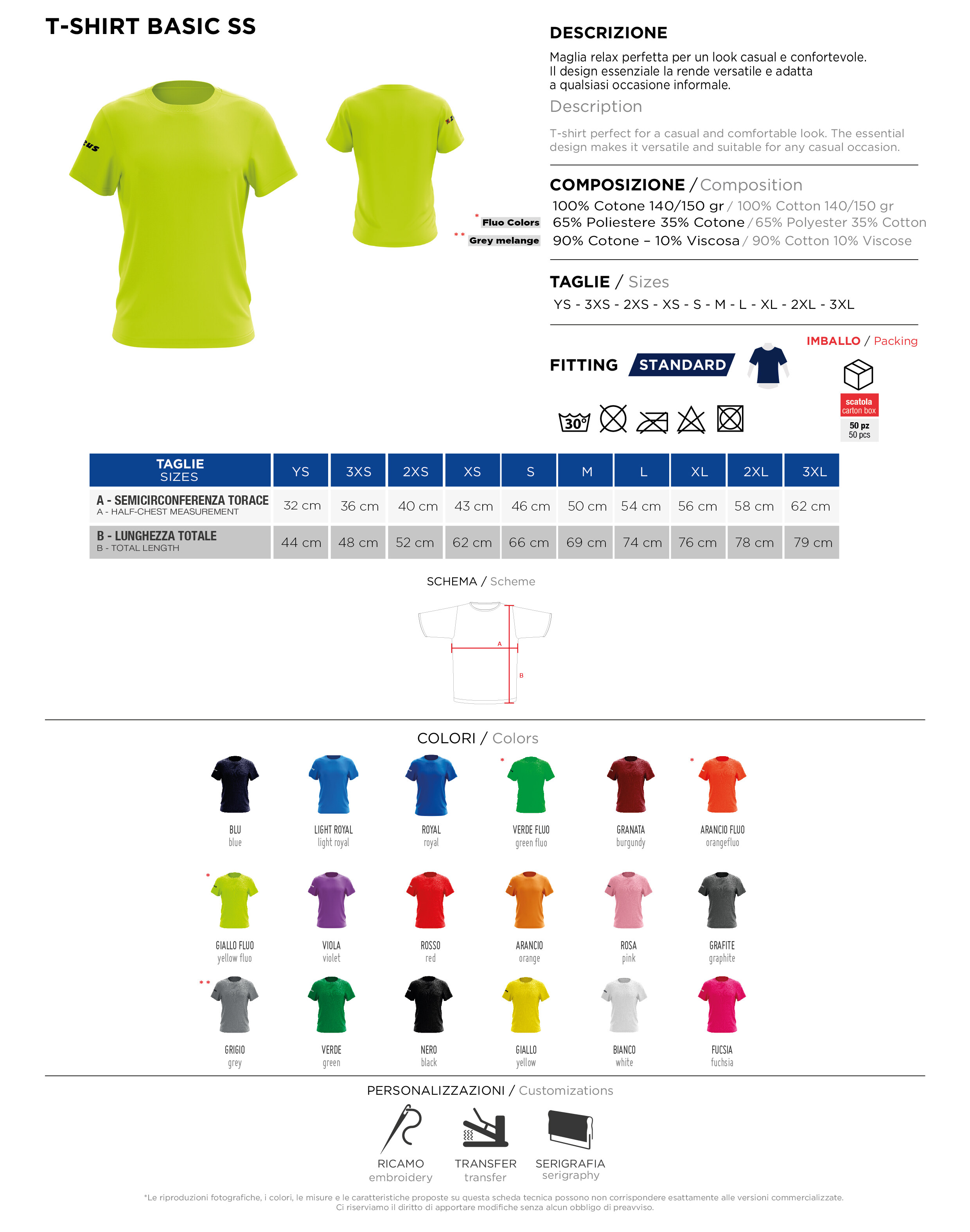 Scheda tecnica – T-SHIRT BASIC M/C