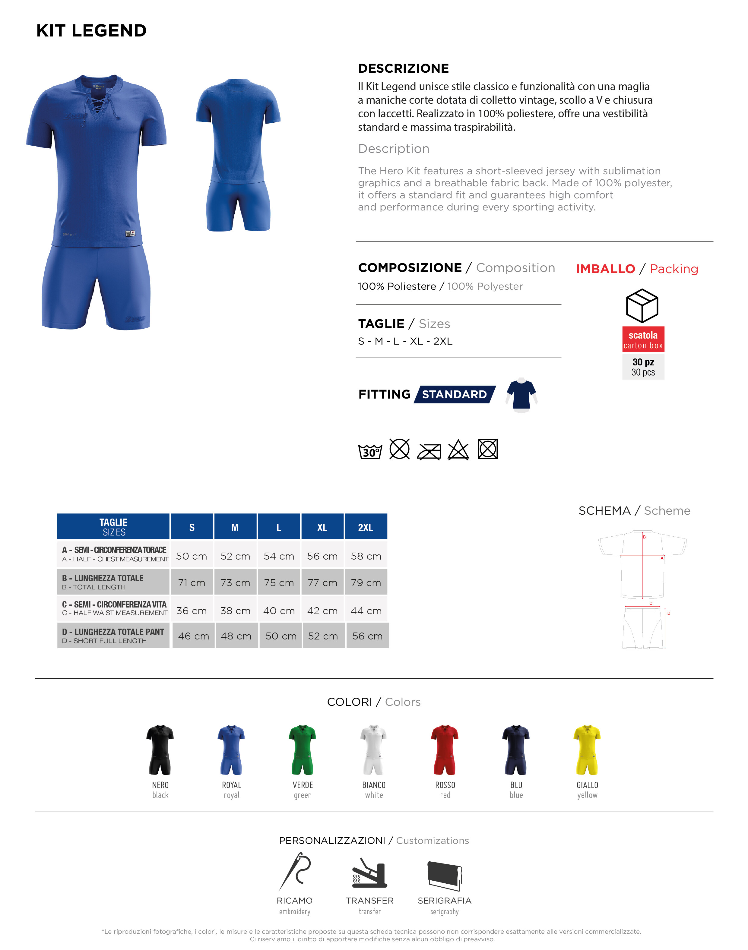 Scheda tecnica – KIT LEGEND
