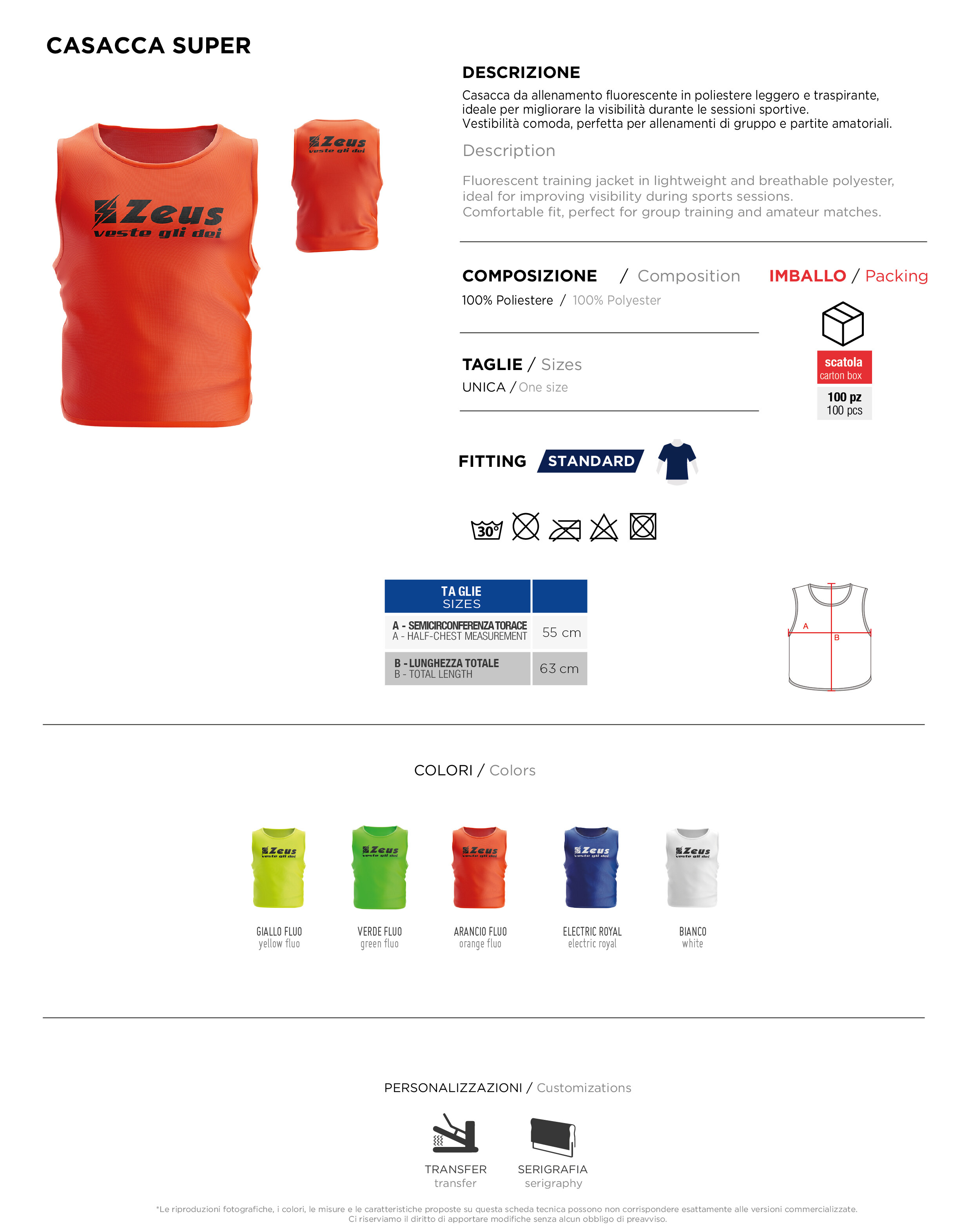 Scheda tecnica – Casacca Super