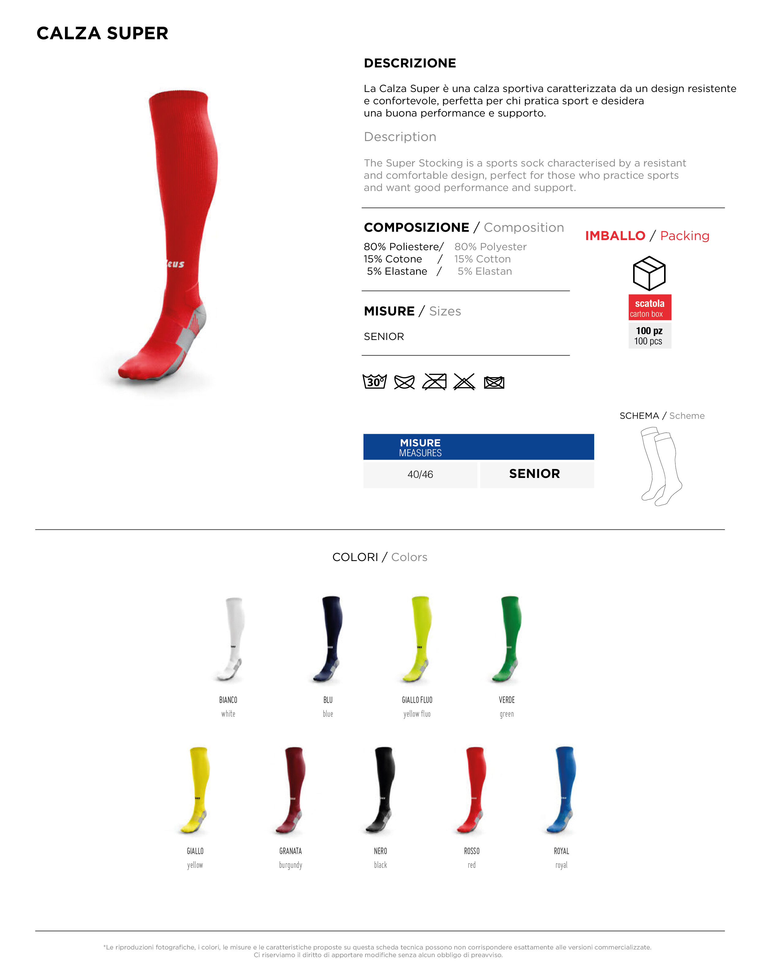Scheda tecnica – CALZA SUPER