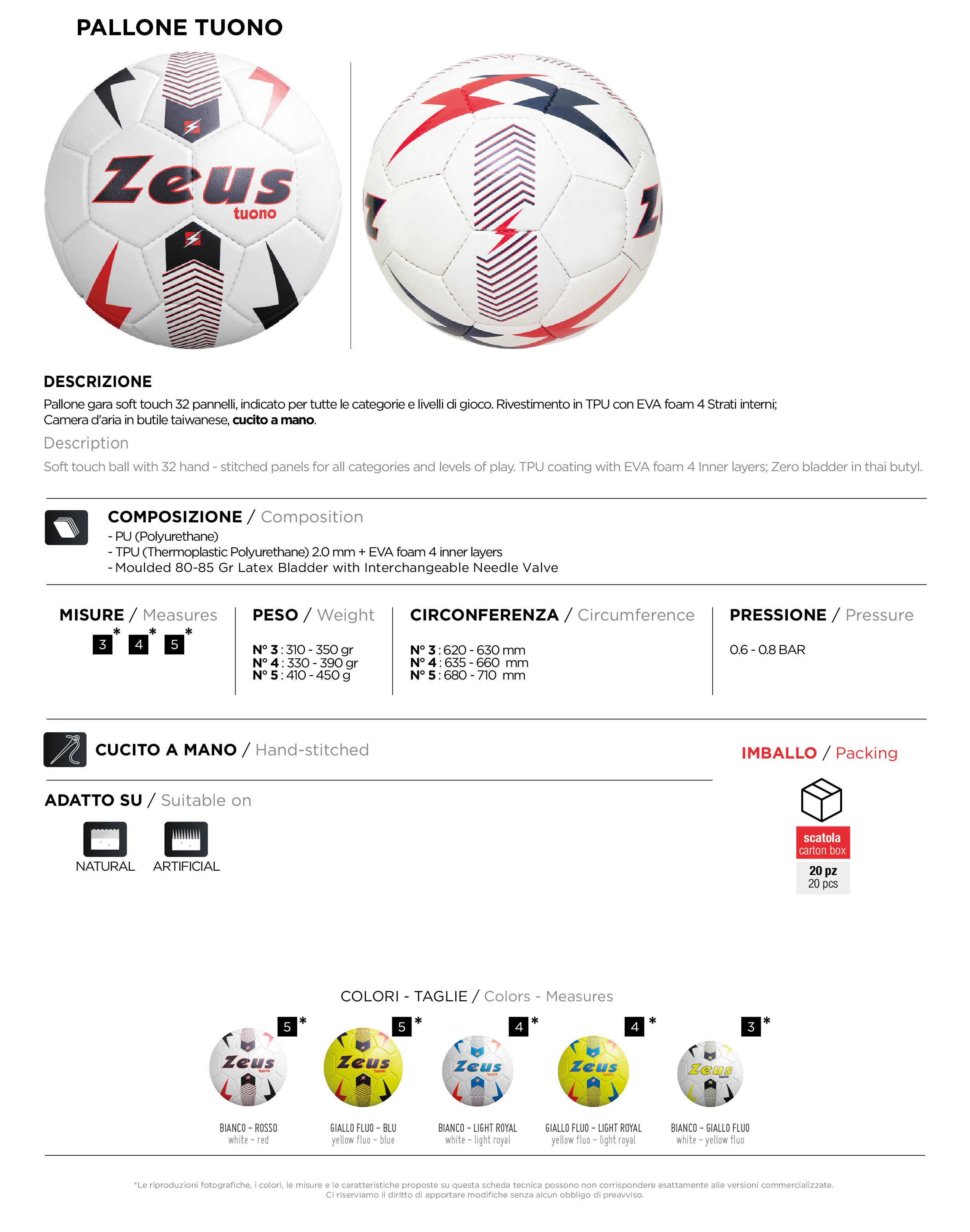 Scheda tecnica – PALLONE TUONO