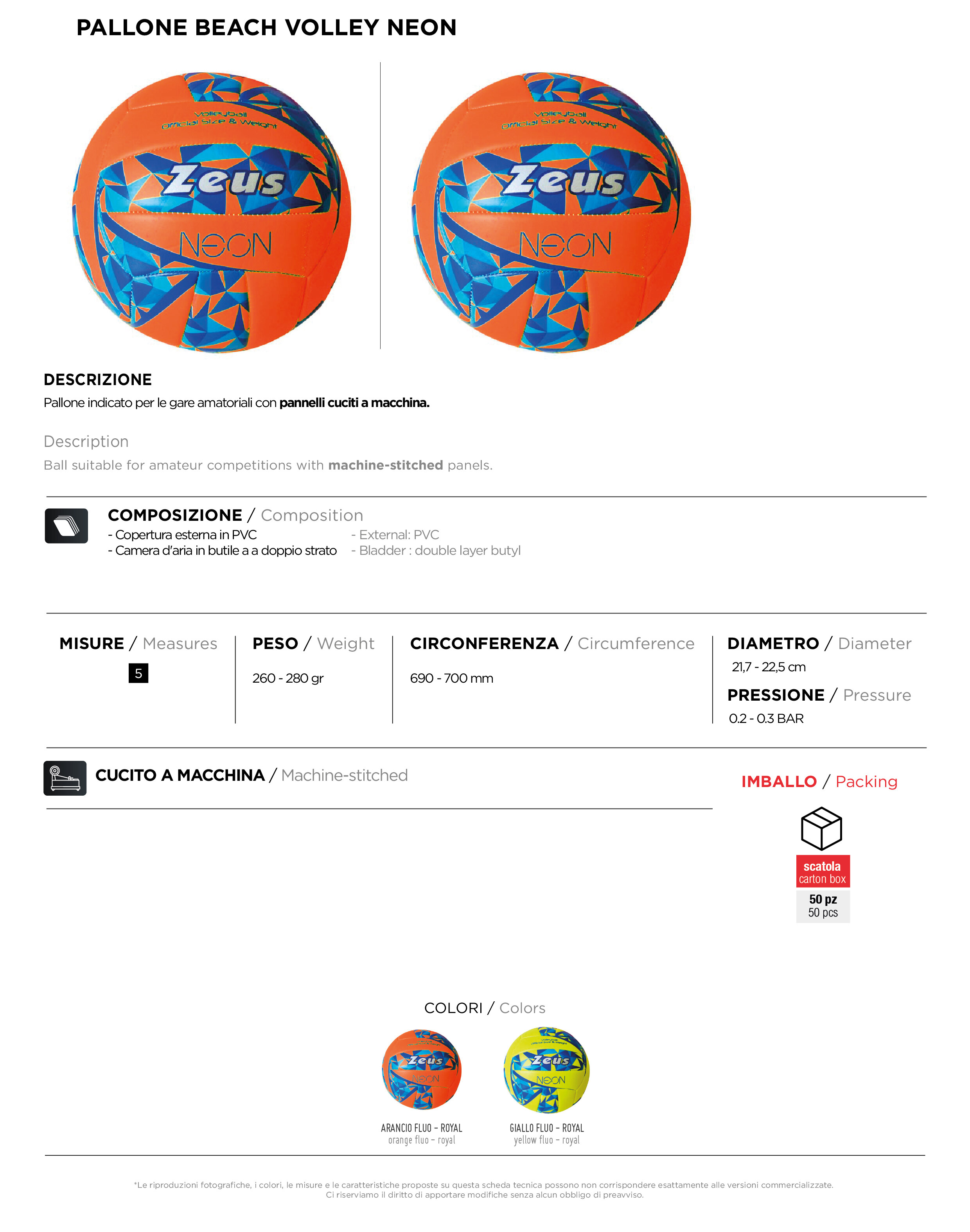 Scheda tecnica – PALLONE NEON
