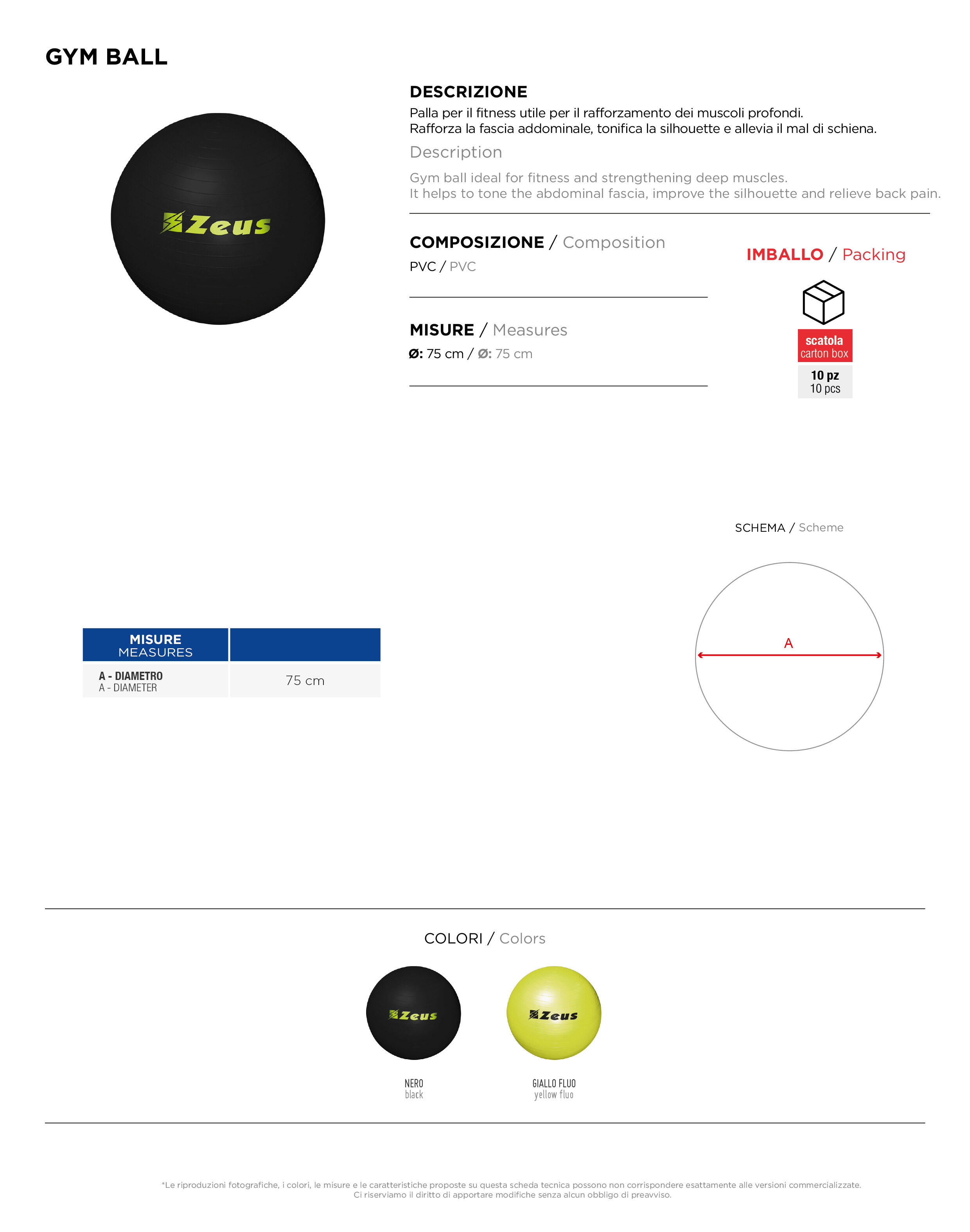 Scheda tecnica – GYM BALL
