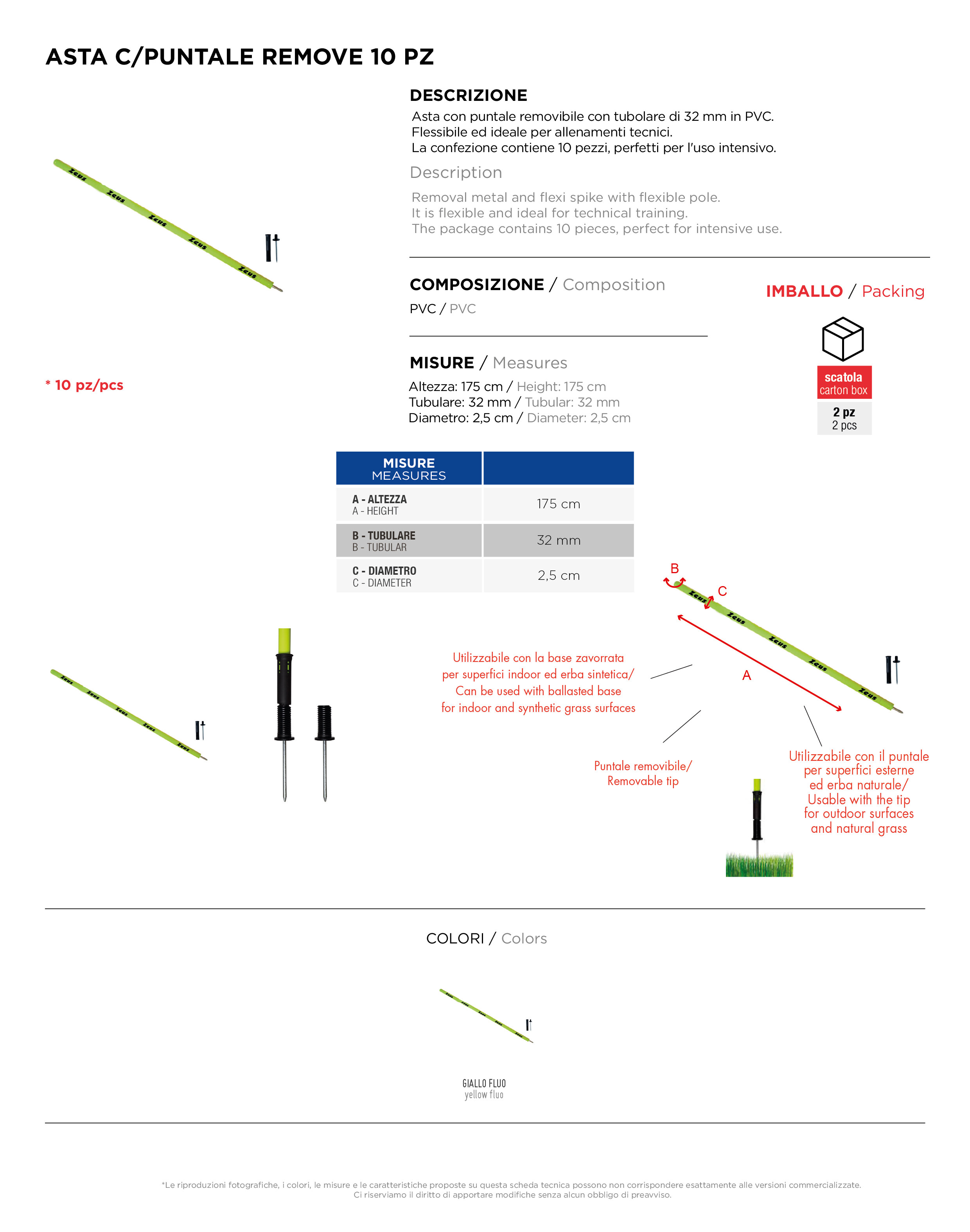 Scheda tecnica – ASTA C/PUNTALE REMOVE 10 PZ