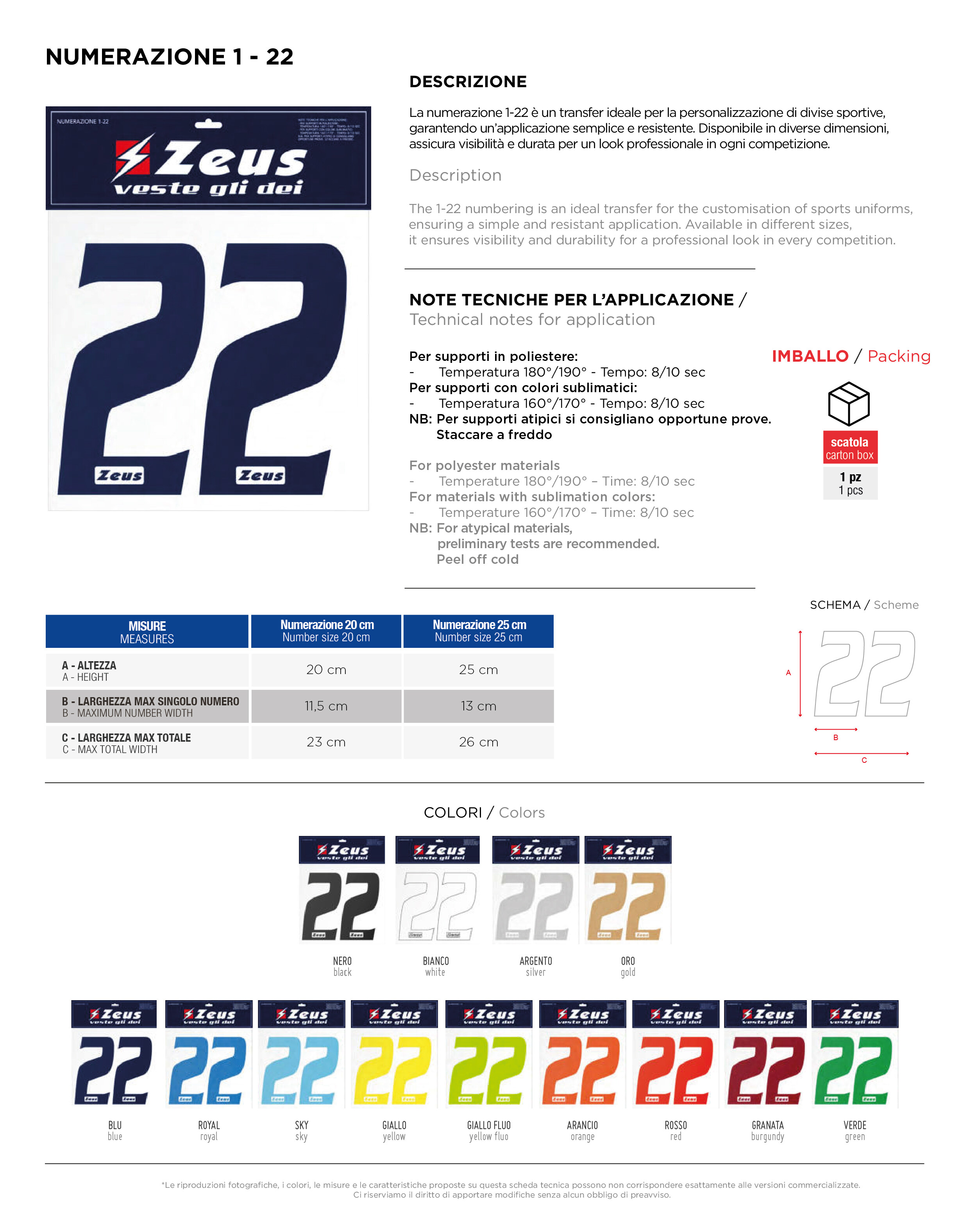 Scheda tecnica – NUMERAZIONE 1-22