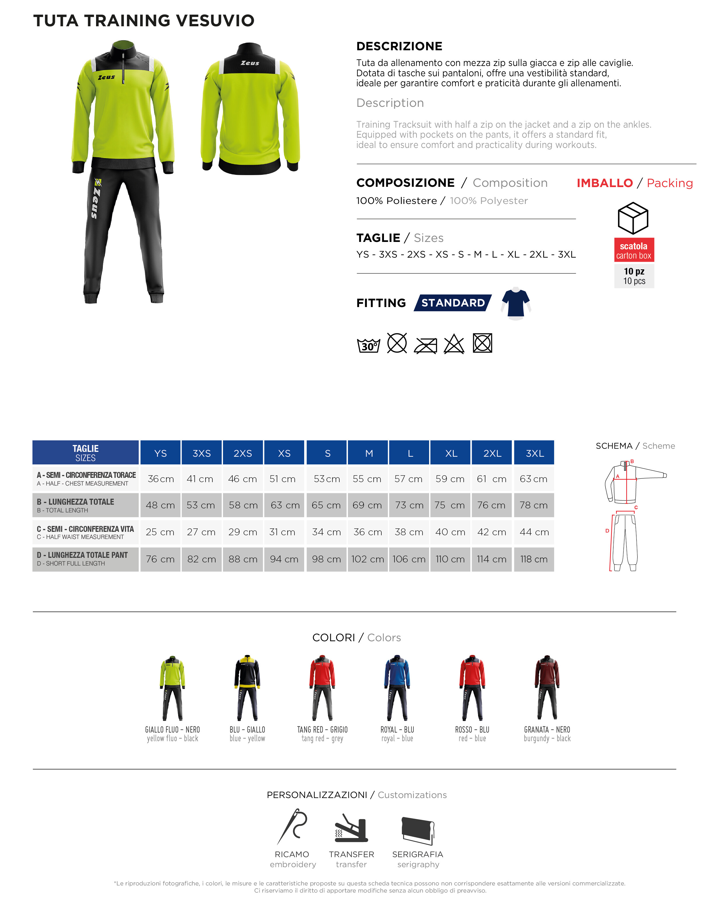 Scheda tecnica – TUTA TRAINING VESUVIO