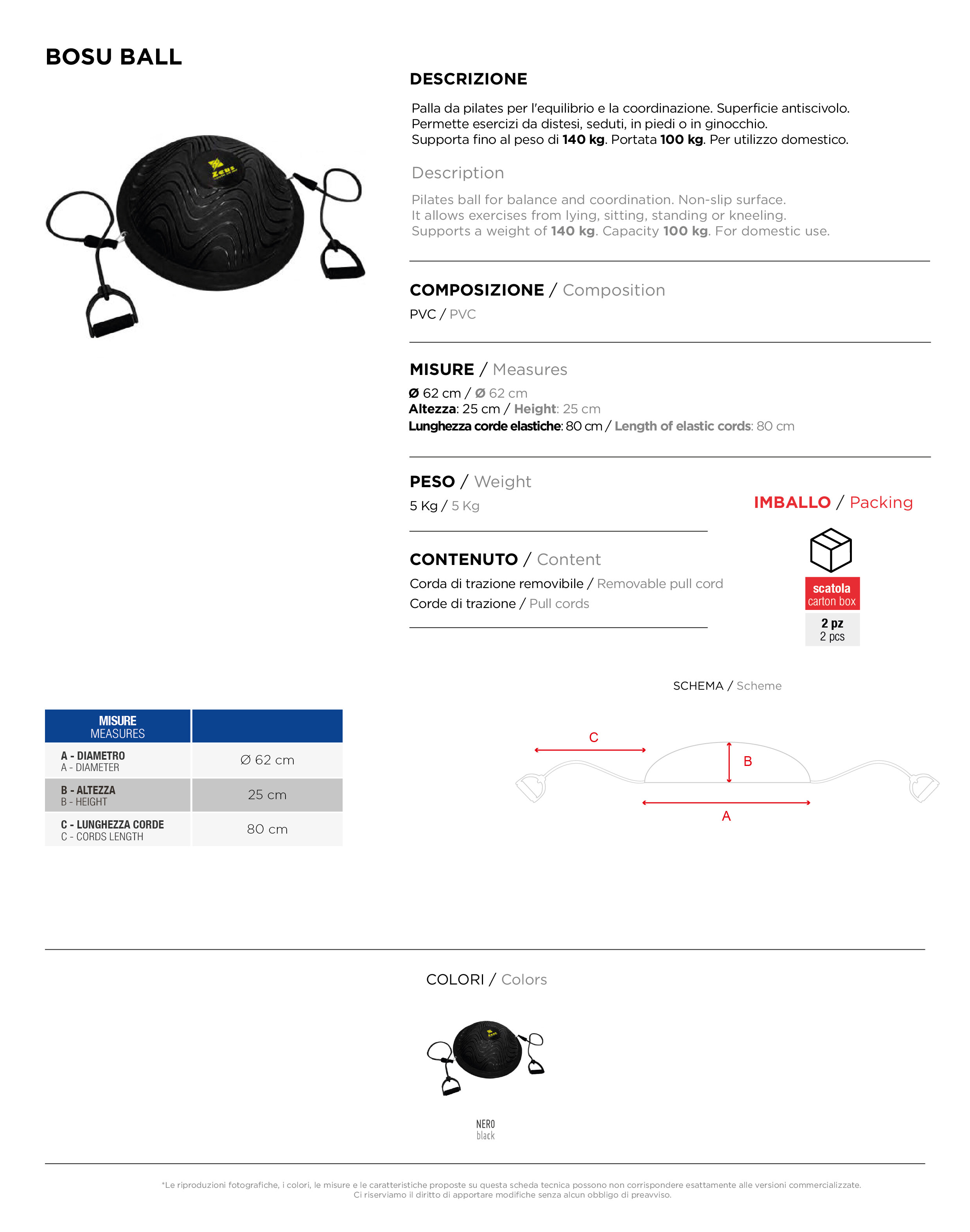 Scheda tecnica – BOSU BALL