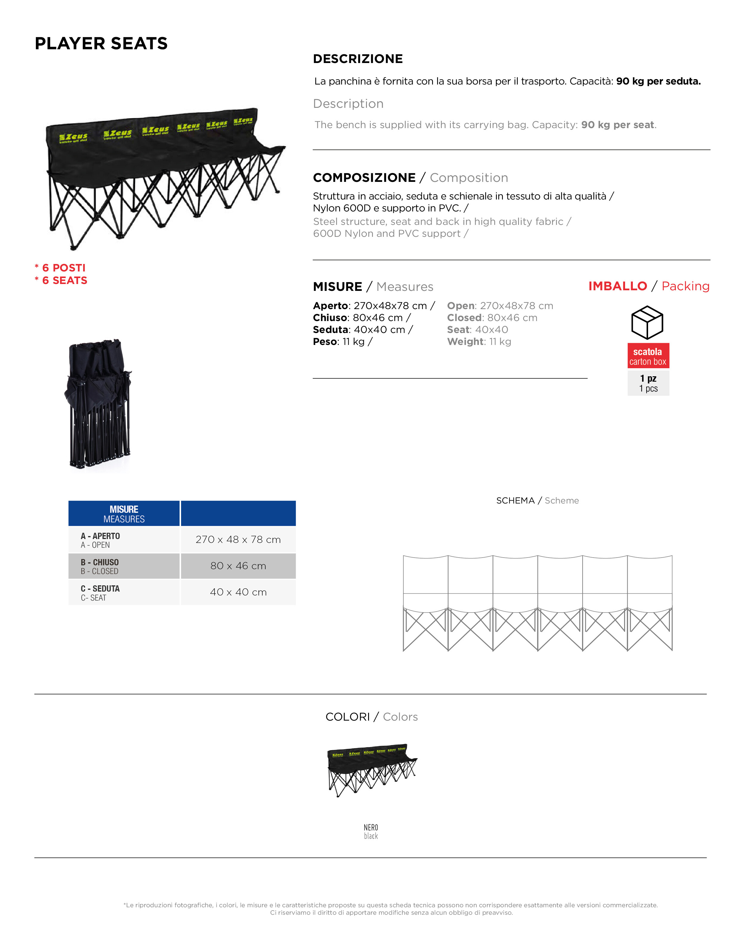 Scheda tecnica – PLAYER SEATS